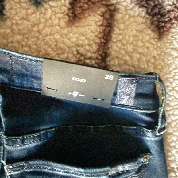 NWT 7 For All Mankind DOJO Blue Black Santiago Size 28 Flare Jeans - Picture 5 of 10